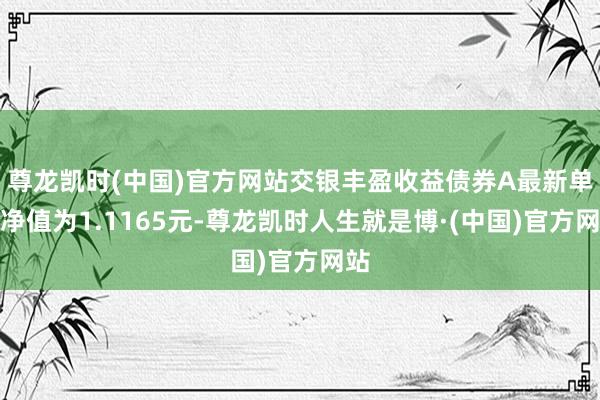 尊龙凯时(中国)官方网站交银丰盈收益债券A最新单元净值为1.1165元-尊龙凯时人生就是博·(中国)官方网站