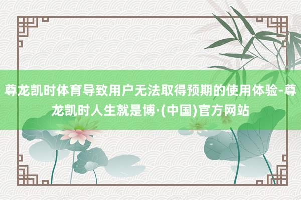 尊龙凯时体育导致用户无法取得预期的使用体验-尊龙凯时人生就是博·(中国)官方网站