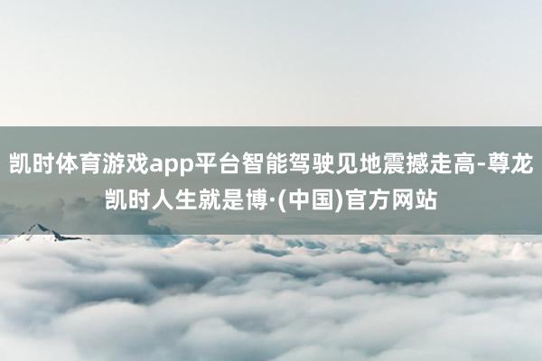 凯时体育游戏app平台智能驾驶见地震撼走高-尊龙凯时人生就是博·(中国)官方网站